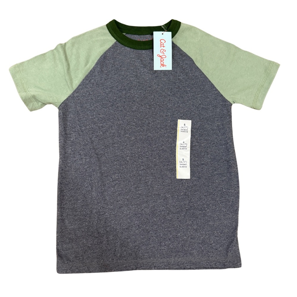 Cat & Jack Kids' Heather Gray and Light Green Tee